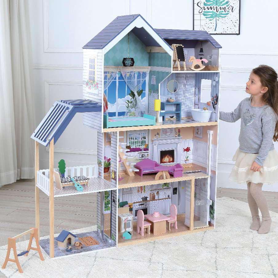 Wooden Dollhouse Crystal with LED Lights