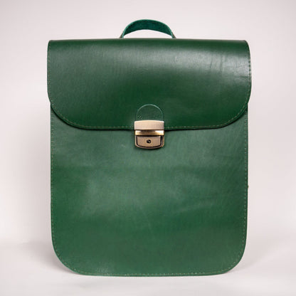 Natural Leather Saddle Backpack - Green