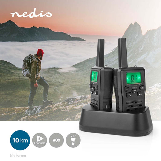 Walkie-talkie Nedis con cargador (hasta 10 km)