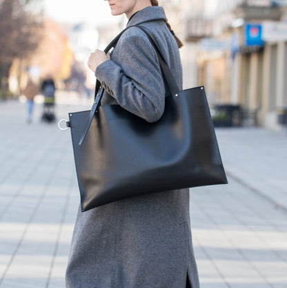 Large Handbag Adele - Genuine Black Leather
