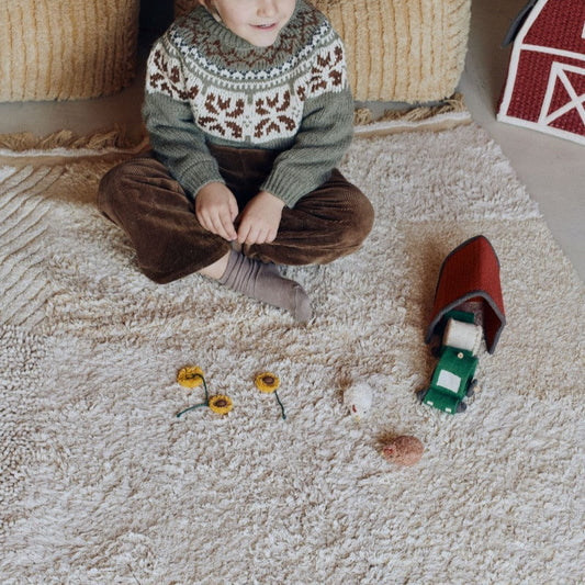 Cotton Play Rug Farm Fields with 7 Cotton Toys, 120x170 cm