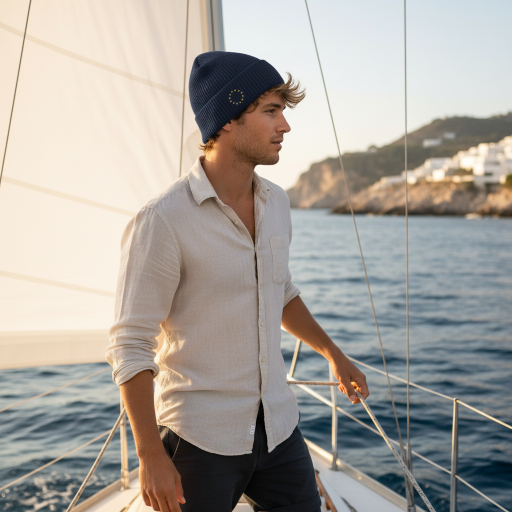 MEGA Fisherman Beanie – Mediterranean Sailboat
