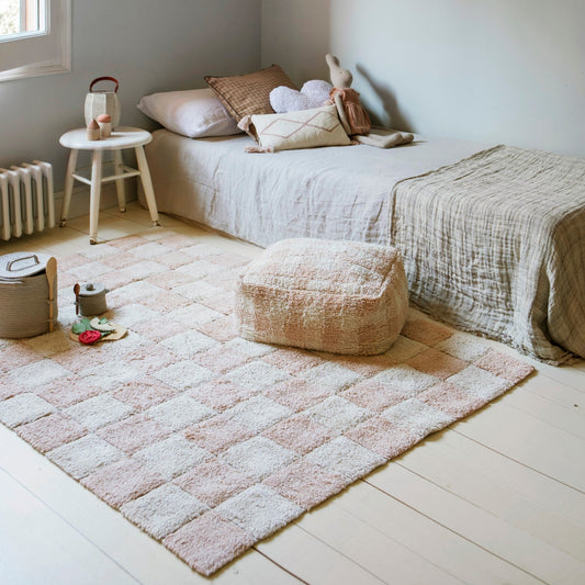 Washable Cotton Rug Kitchen Tiles Rose, 120x160 cm